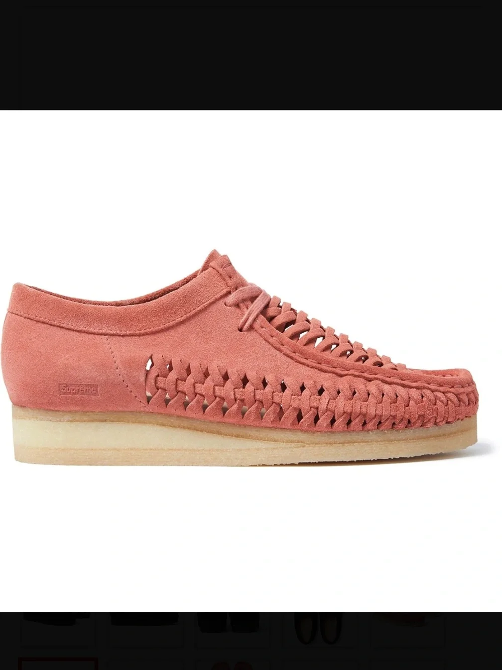 Clarks Originals X Supreme Wallabee Woven Weave Salmon Pink Suede size 7m